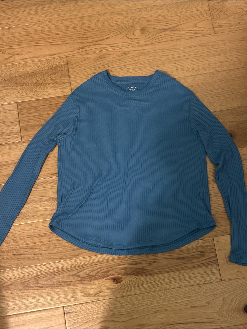 American Eagle Outfitters Slate Blue Ribbed Long Sleeve Top